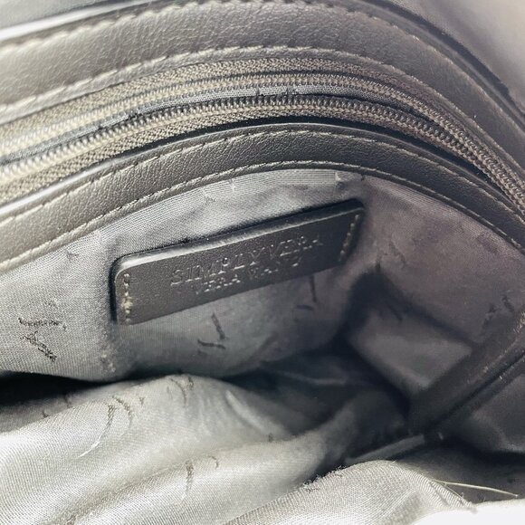 Simply Vera Womens Purse Vera Wang Black Floral Accent Multi Pocket Shoulder Bag - Picture 8 of 13